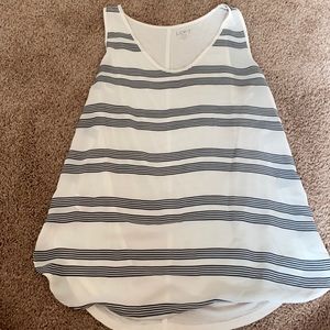 Black and white striped blousy tank